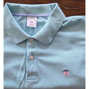 Brooks Brothers Slim Fit Men's Light Blue Polo Shirt Short Sleeves XXL